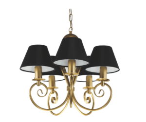 Czarno złoty żyrandol z abażurami  KLIWIA 386ZS114