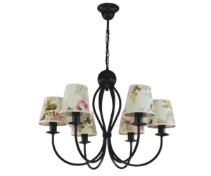 Żyrandol  klasyczny z abażurami  w róże  SURMIA  662S018