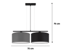 Lampa wisząca  z kloszami - abażurami w kolorze szarym i czarnym.