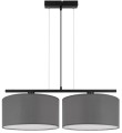 Lampa wisząca pozioma z dwoma dużymi szarymi abażurami.