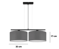 Nowoczesna lampa wisząca z szarymi abażurami.