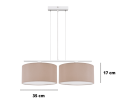 Lampa wisząca do pokoju nad stół z abażurami beżowo-szarymi.