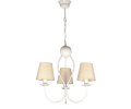 Żyrandol biały klasyczny z abażurami w kolorze ecru na 3 żarówki.