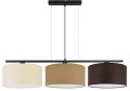 Lampa wisząca nad stół potrójna z abażurami w kolorze: kremowy, cappucciono, brąz.