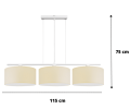 Lampa wisząca nowoczesna nad stół do jadalni w kolorze kremowym. Trzy duże abażury.