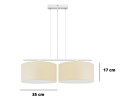Lampa wisząca do pokoju dziecięcego z 2 dużymi abażurami w kolorze kremowym.