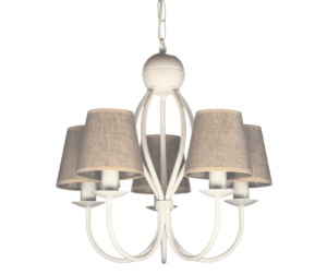 Biały żyrandol do sypialni - abażurki len  SURMIA  719BS005
