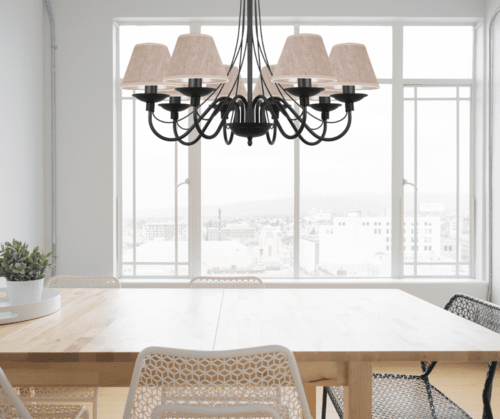 Żyrandol nad stół do salonu w stylu eko.