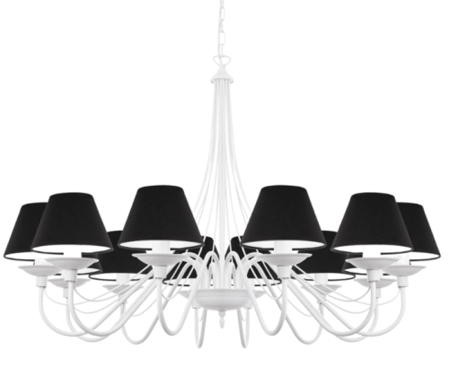 Duży elegancki żyrandol biało - czarny. Do dużych salonów  i obiektów gastronomicznych.