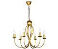 Złoty żyrandol świecznikowy na 6 żarówek.