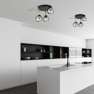 Lampa sufitowa czarno-złota z kulkami grafitowymi OLE 51259/3